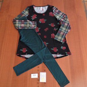 LULAROE OUTFIT! M- LYNNAE TOP & OS- LEGGINGS